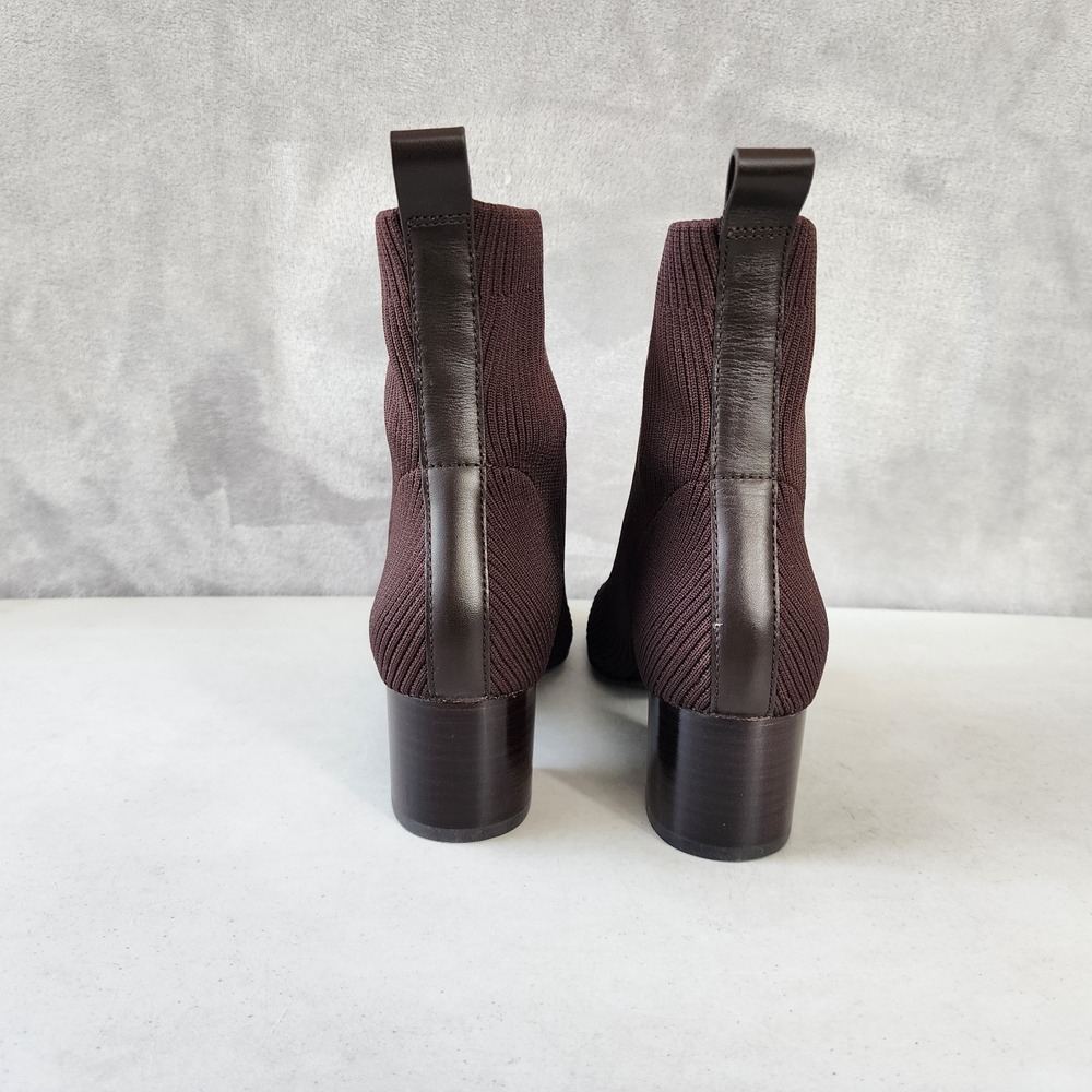 Everlane Boots Womens Size 9 The Glove Dark Brown Block Heel Ribbed Reknit Sock - Picture 12 of 14